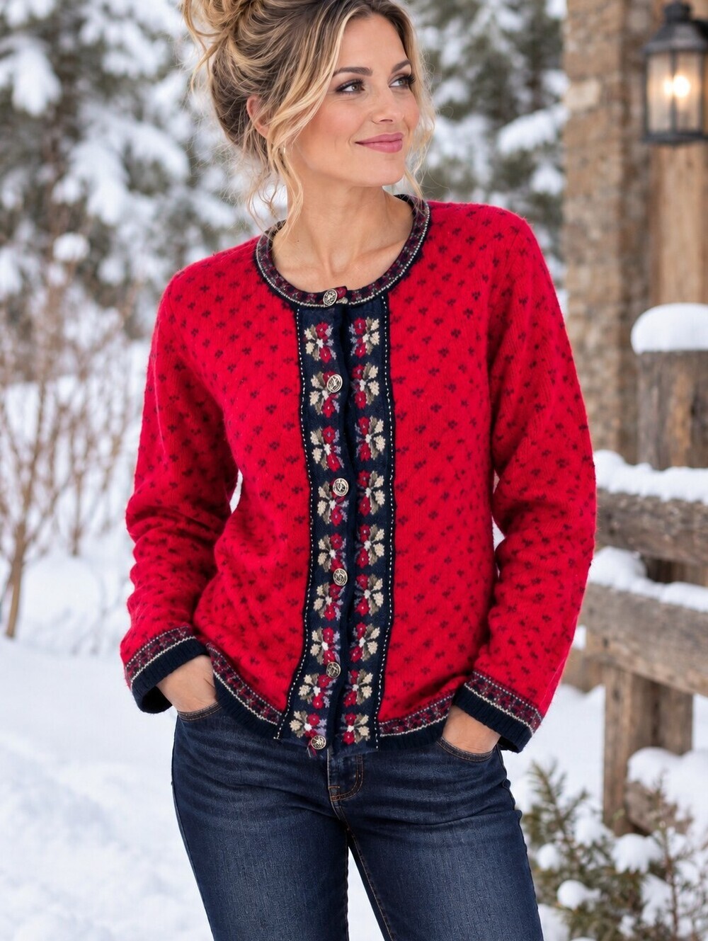 Vintage Icelandic Floral Nordic Tally-Ho 100% Wool Cardigan Sweater